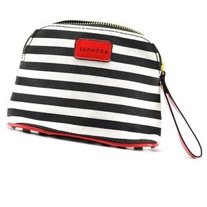 Sephora Black & White Striped Cosmetic Bag